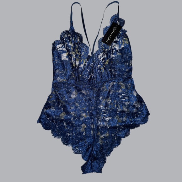 Oh La La Cheri Cortney‎ Lace Bodysuit - Estate Blue Size L/XL - Picture 6 of 10